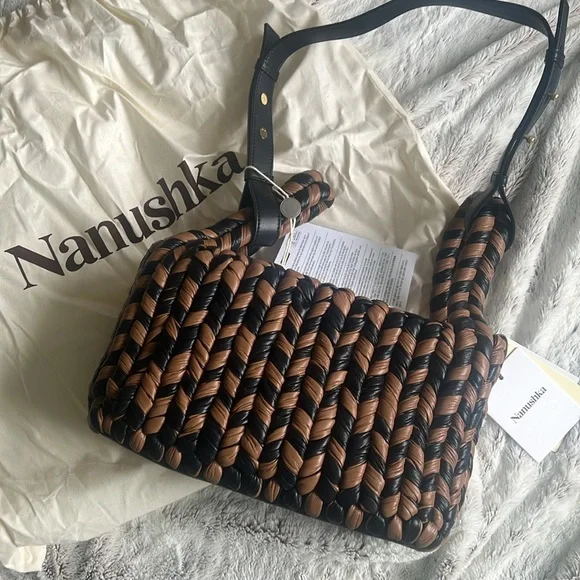 Nanushka Busket leather tote bag black brown NWT - Picture 3 of 5
